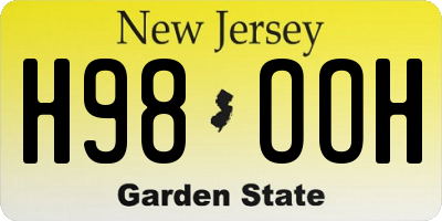 NJ license plate H98OOH