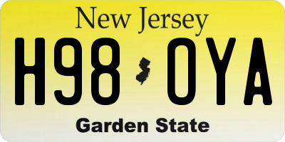 NJ license plate H98OYA