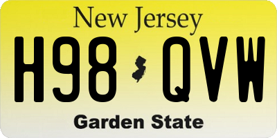 NJ license plate H98QVW