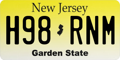 NJ license plate H98RNM