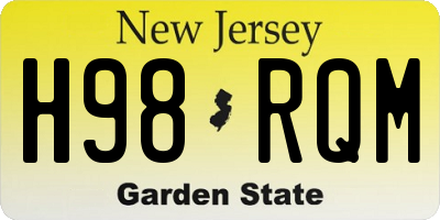 NJ license plate H98RQM