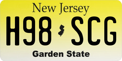 NJ license plate H98SCG