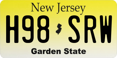 NJ license plate H98SRW
