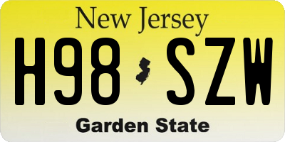 NJ license plate H98SZW