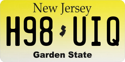 NJ license plate H98UIQ