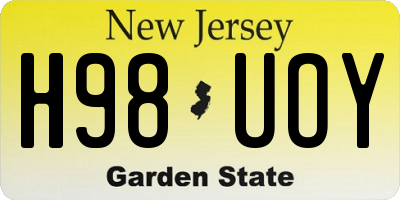 NJ license plate H98UOY