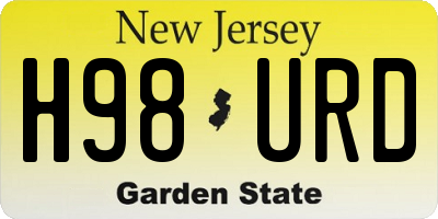 NJ license plate H98URD