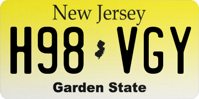 NJ license plate H98VGY