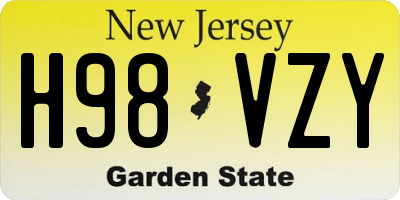 NJ license plate H98VZY