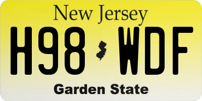 NJ license plate H98WDF