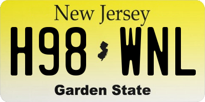 NJ license plate H98WNL