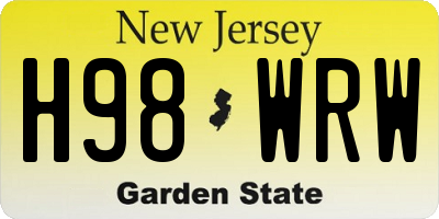NJ license plate H98WRW