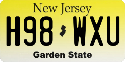 NJ license plate H98WXU