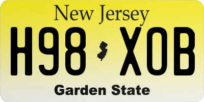 NJ license plate H98XOB