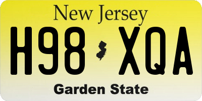 NJ license plate H98XQA