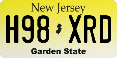 NJ license plate H98XRD