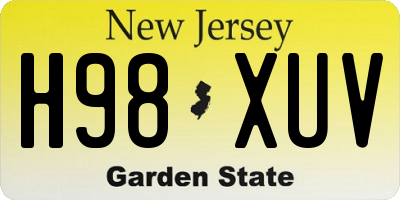 NJ license plate H98XUV