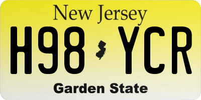 NJ license plate H98YCR