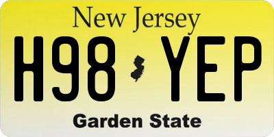 NJ license plate H98YEP