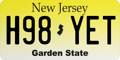 NJ license plate H98YET