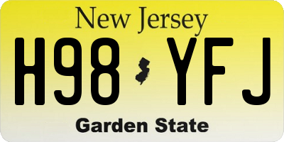 NJ license plate H98YFJ