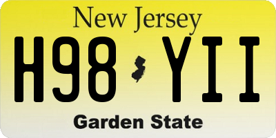 NJ license plate H98YII