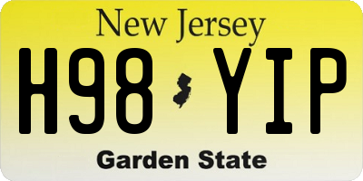 NJ license plate H98YIP