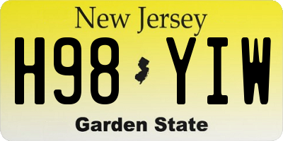 NJ license plate H98YIW