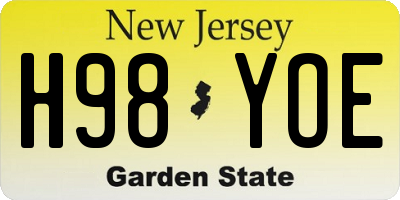 NJ license plate H98YOE