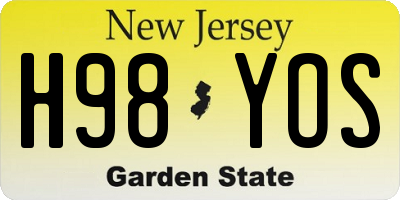 NJ license plate H98YOS