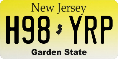 NJ license plate H98YRP