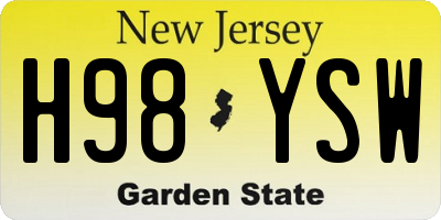 NJ license plate H98YSW
