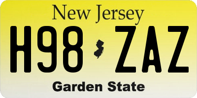NJ license plate H98ZAZ