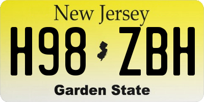 NJ license plate H98ZBH
