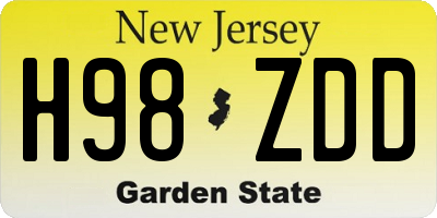 NJ license plate H98ZDD