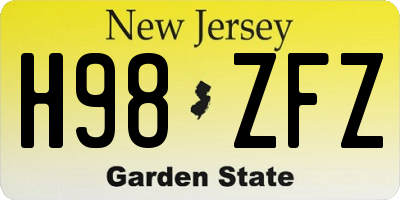 NJ license plate H98ZFZ