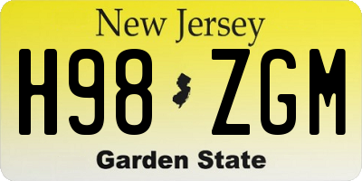 NJ license plate H98ZGM
