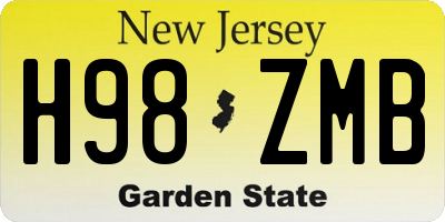 NJ license plate H98ZMB