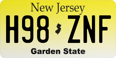 NJ license plate H98ZNF