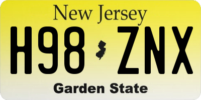 NJ license plate H98ZNX
