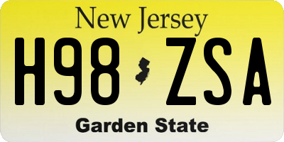 NJ license plate H98ZSA