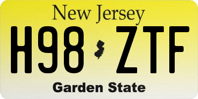 NJ license plate H98ZTF
