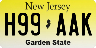 NJ license plate H99AAK