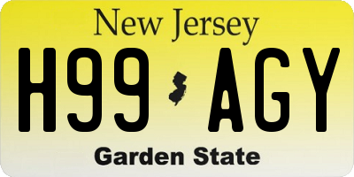 NJ license plate H99AGY
