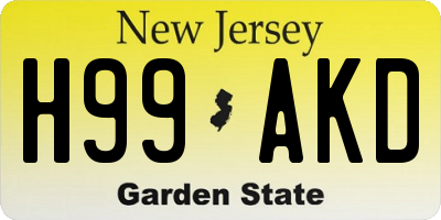 NJ license plate H99AKD