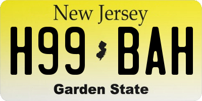 NJ license plate H99BAH