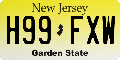 NJ license plate H99FXW