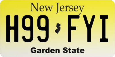 NJ license plate H99FYI