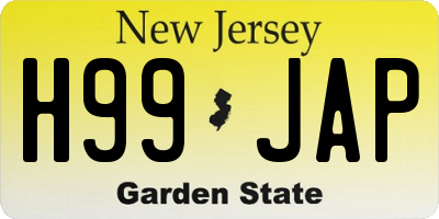 NJ license plate H99JAP