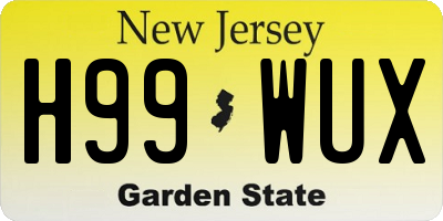 NJ license plate H99WUX